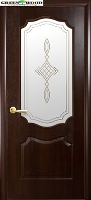 Дверь межкомнатная Новый стиль ПВХ Делюкс ФОРТИС Вензель Каштан (Стекло с Рисунком 1)