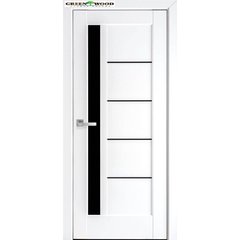 Дверь межкомнатная Новый стиль ПВХ НОСТРА Грета Белый Мат (Черное стекло)
