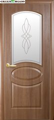 Дверь межкомнатная Новый стиль ПВХ Делюкс ФОРТИС Овал Золотая Ольха (Стекло с Рисунком 1)