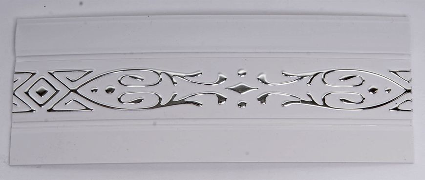 Лента декоративная 70 мм, Бленда Виктория Белая Серебро на потолочный карниз КСМ, усиленный карниз потолочный