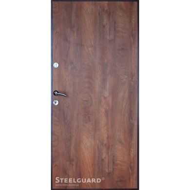 Дверь входная металлическая Steelguard Antifrost 10 Termoskin наждак корчневый / МДФ орех темный