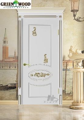 Дверь межкомнатная Неман Версаль белый супермат\ патина - золото ПГ