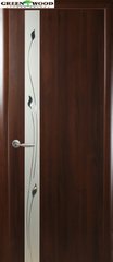 Дверь межкомнатная Новый стиль ПВХ Делюкс КВАДРА Злата Каштан (Накладка Стекло с Рисунком)