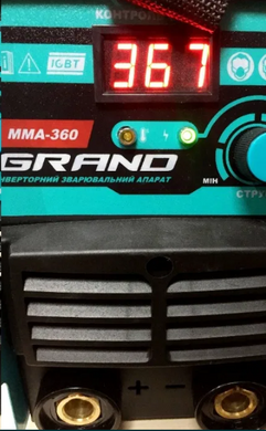 Сварочный инвертор Grand ММА-360, цифровой дисплей, ток до 360 А, кабель с держателем, 1.6-5.0 мм