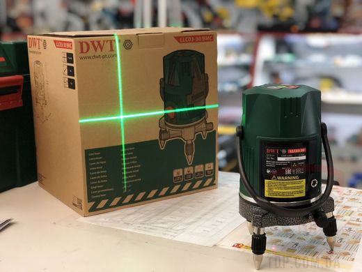 Лазерный уровень DWT LLC03-30 BMC, 2 года гарантии, цвет луча - зеленый, 3 луча