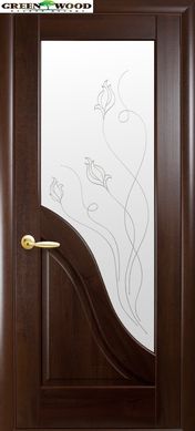 Дверь межкомнатная Новый стиль ПВХ МАЭСТРА Амата Каштан (Стекло с Рисунком 2)