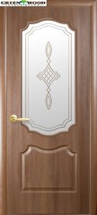 Дверь межкомнатная Новый стиль ПВХ Делюкс ФОРТИС Вензель Золотая Ольха (Стекло с Рисунком 1)