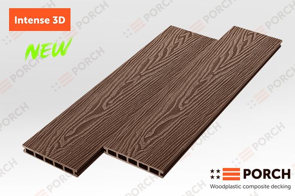 Террасная доска Porch Intense Coffee 3D 3000x150x24 двухсторонний декор