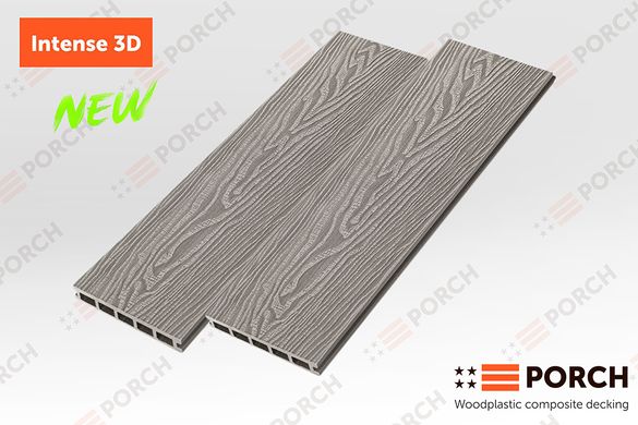 Террасная доска Porch Intense Silver 3D 3000x150x24 двухсторонний декор